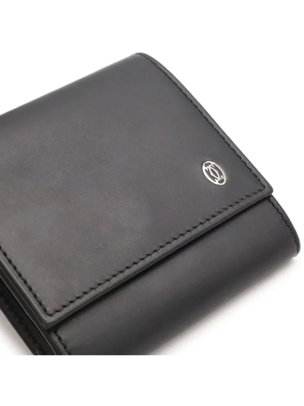 Cartier Pasha Coin Purse Calf Leather Black Silver